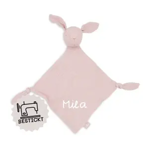 Jollein Schmusetuch Babyspielzeug Schnullertuch Hase rosa personalisierbar mit Name bestickt 031-594-67099